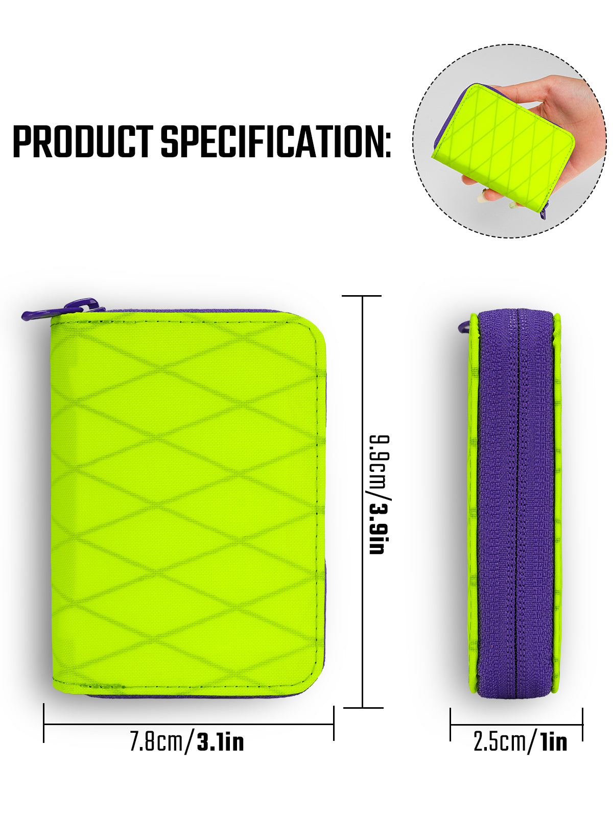 PC1 EDC Durable 11-Slot Nylon Card Holder for Credit Cards(XPAC Lime Green)